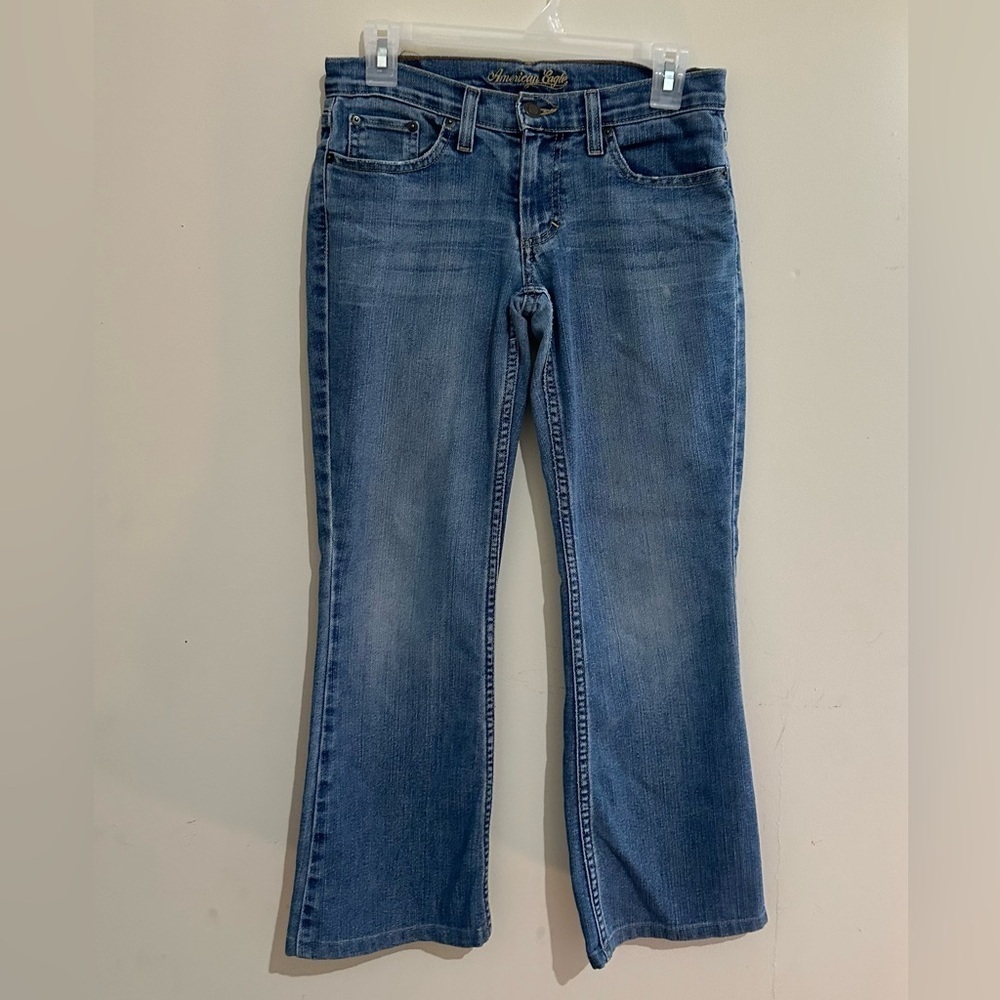 American Eagle Outfitters Blue Flare Jeans 0 Petite
